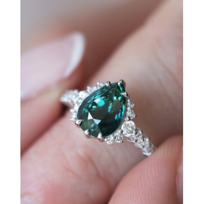 Annalise Teal Sapphire Diamond Ring
