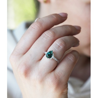 Annalise Teal Sapphire Diamond Ring
