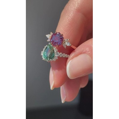 Annalise Teal Sapphire Diamond Ring
