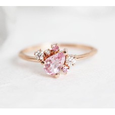 Armani Peach Sapphire Diamond Cluster Ring