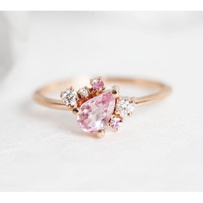 Armani Peach Sapphire Diamond Cluster Ring
