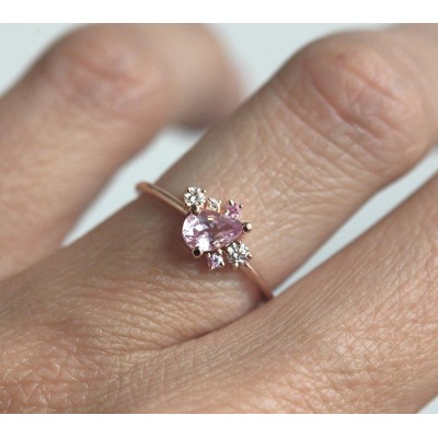 Armani Peach Sapphire Diamond Cluster Ring
