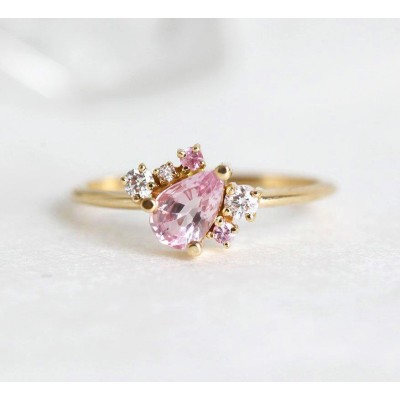 Armani Peach Sapphire Diamond Cluster Ring
