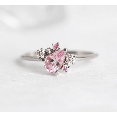 Armani Peach Sapphire Diamond Cluster Ring
