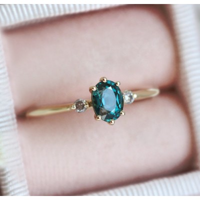 Athena Ceylon Sapphire And White Diamond Ring
