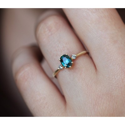 Athena Ceylon Sapphire And White Diamond Ring
