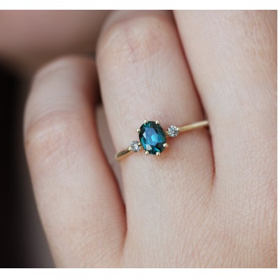 Athena Ceylon Sapphire And White Diamond Ring
