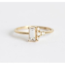Atlas Art Deco White Sapphire Diamond Ring