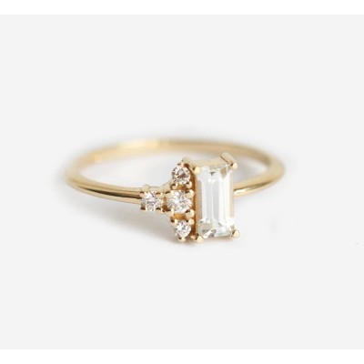 Atlas Art Deco White Sapphire Diamond Ring
