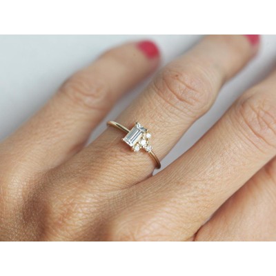 Atlas Art Deco White Sapphire Diamond Ring
