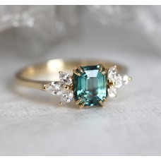 Ava Teal Sapphire Diamond Ring