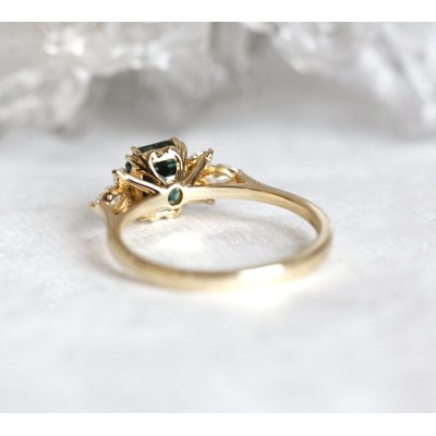 Ava Teal Sapphire Diamond Ring
