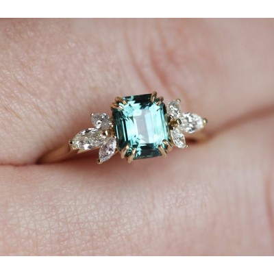 Ava Teal Sapphire Diamond Ring
