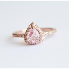 Avyanna Peach Sapphire Diamond Ring