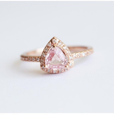 Avyanna Peach Sapphire Diamond Ring
