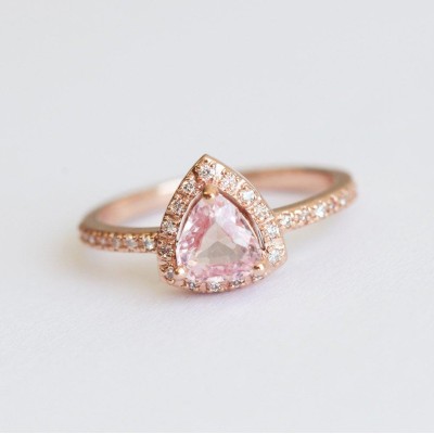 Avyanna Peach Sapphire Diamond Ring
