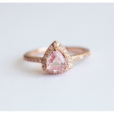 Avyanna Peach Sapphire Diamond Ring
