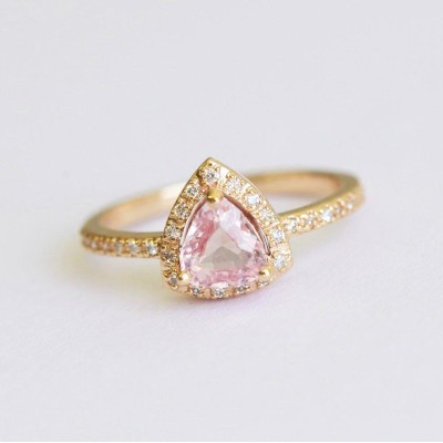 Avyanna Peach Sapphire Diamond Ring
