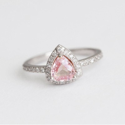 Avyanna Peach Sapphire Diamond Ring
