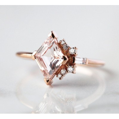 Axelle Peach Sapphire Diamond Ring
