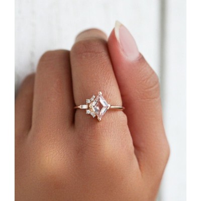 Axelle Peach Sapphire Diamond Ring
