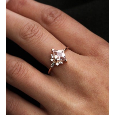 Axelle Peach Sapphire Diamond Ring

