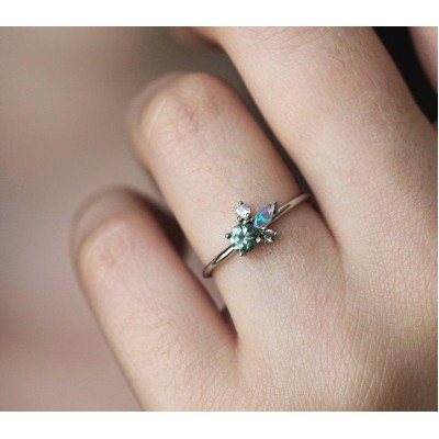 Bailey Green Sapphire Cluster Ring
