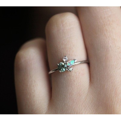 Bailey Green Sapphire Cluster Ring
