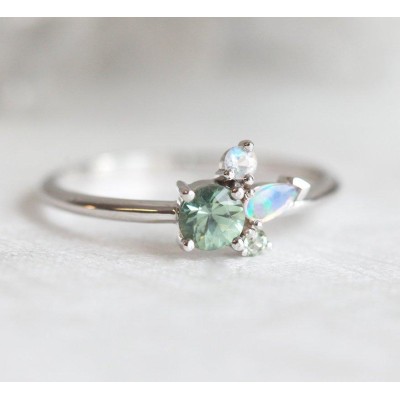 Bailey Green Sapphire Cluster Ring
