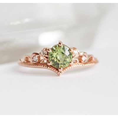 Bella Green Sapphire Diamond Ring
