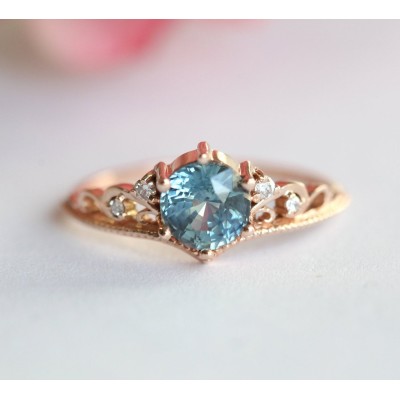 Bella Teal Sapphire Diamond Ring
