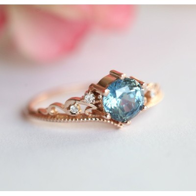 Bella Teal Sapphire Diamond Ring
