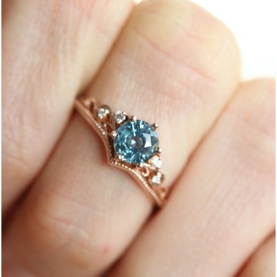 Bella Teal Sapphire Diamond Ring
