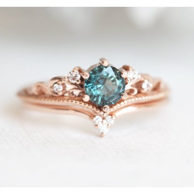 Bella Teal Sapphire Diamond Ring
