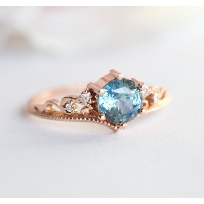 Bella Teal Sapphire Diamond Ring
