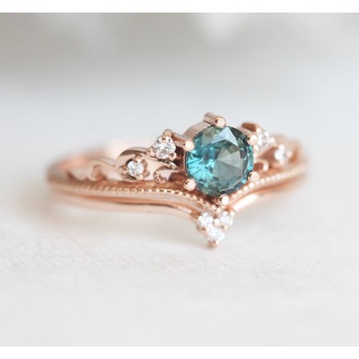 Bella Teal Sapphire Diamond Ring

