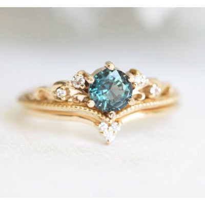 Bella Teal Sapphire Diamond Ring
