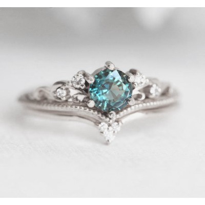 Bella Teal Sapphire Diamond Ring
