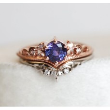 Bella Vintage Purple Sapphire Diamond Ring