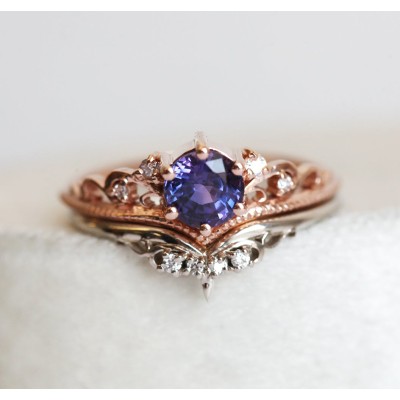 Bella Vintage Purple Sapphire Diamond Ring
