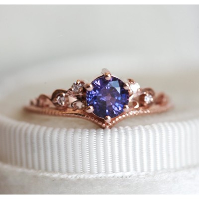 Bella Vintage Purple Sapphire Diamond Ring

