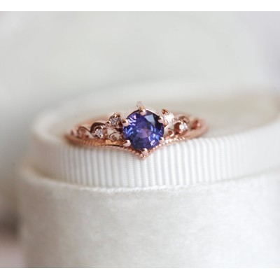 Bella Vintage Purple Sapphire Diamond Ring
