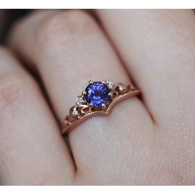 Bella Vintage Purple Sapphire Diamond Ring
