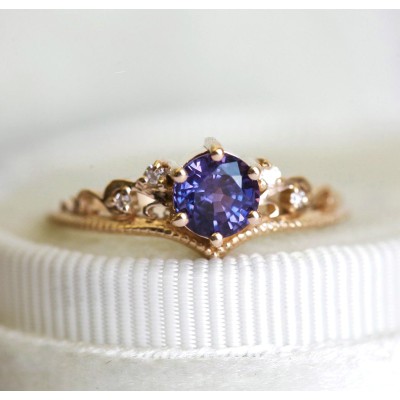 Bella Vintage Purple Sapphire Diamond Ring
