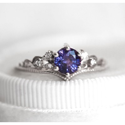 Bella Vintage Purple Sapphire Diamond Ring
