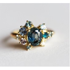 Blaine Teal Sapphire Cluster Ring