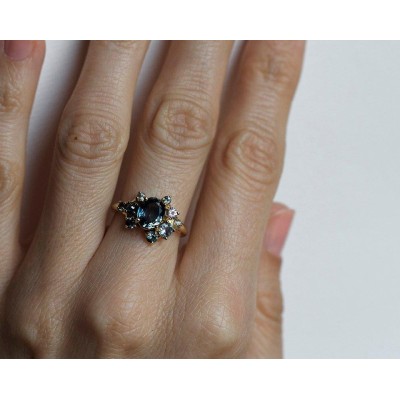 Blaine Teal Sapphire Cluster Ring
