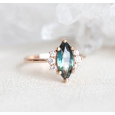 Blake Teal Sapphire Diamond Ring