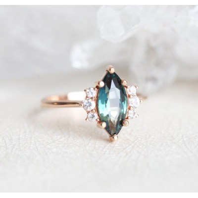 Blake Teal Sapphire Diamond Ring
