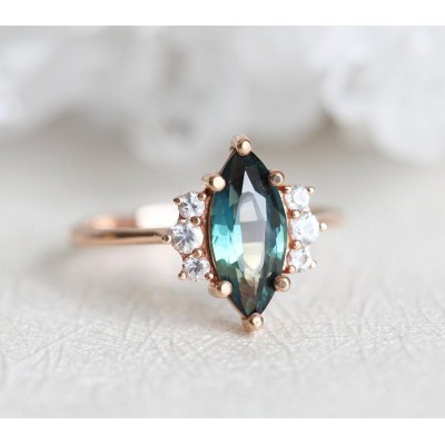 Blake Teal Sapphire Diamond Ring

